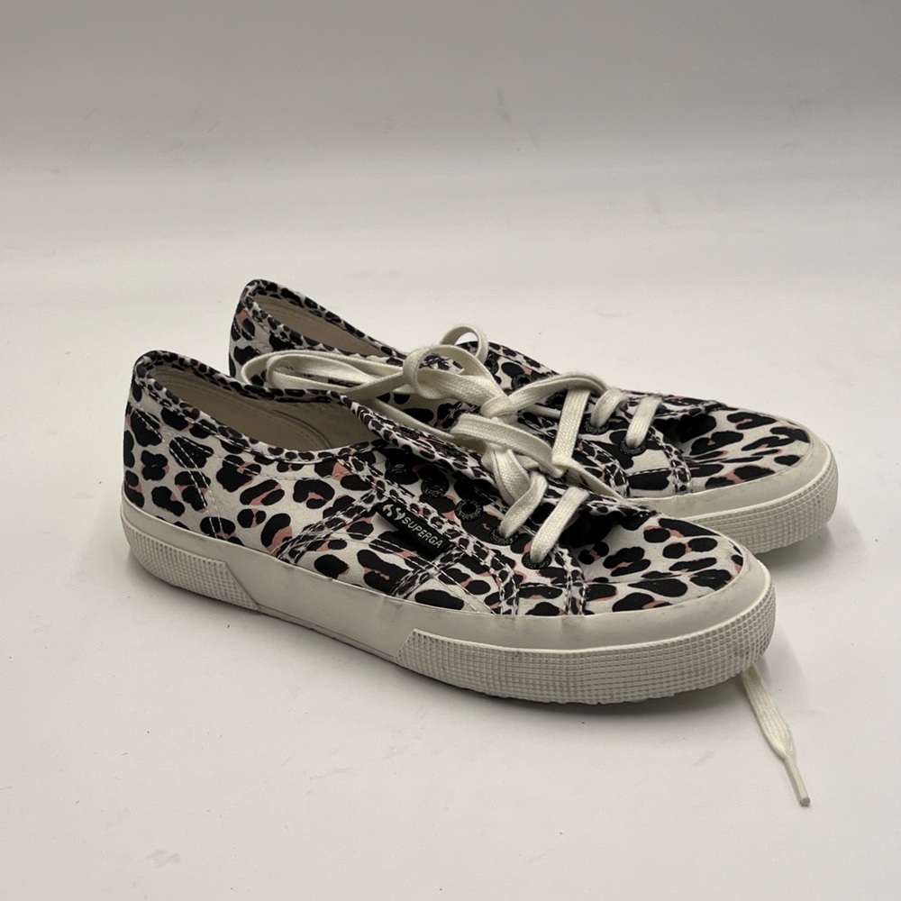 Superga Black and White Animal Print Sneakers